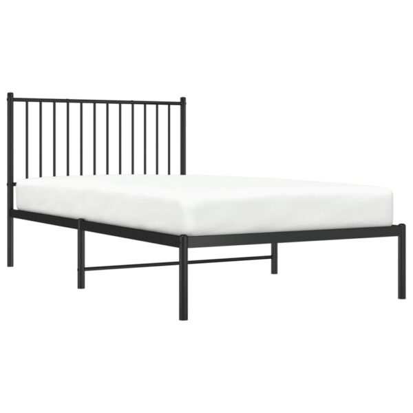 vidaXL Metal Bed Frame with Headboard Black 39.4"x74.8" Twin - Image 3