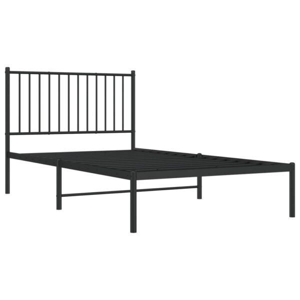 vidaXL Metal Bed Frame with Headboard Black 39.4"x74.8" Twin - Image 4