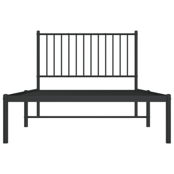 vidaXL Metal Bed Frame with Headboard Black 39.4"x74.8" Twin - Image 5