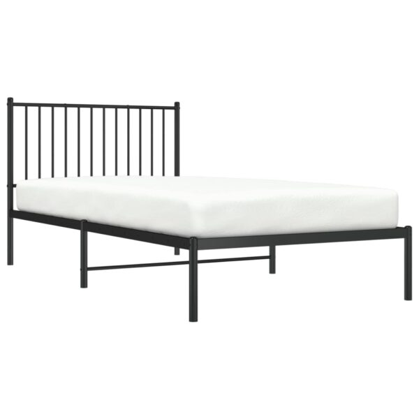 vidaXL Metal Bed Frame with Headboard Black 39.4"x78.7" - Image 3