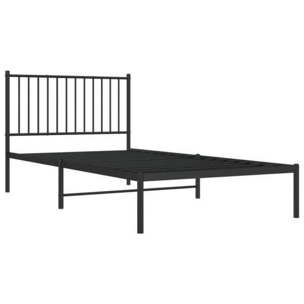 vidaXL Metal Bed Frame with Headboard Black 39.4"x78.7" - Image 4