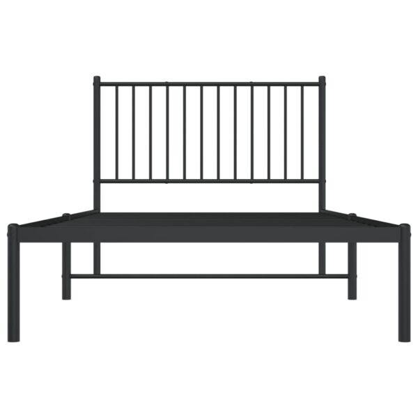 vidaXL Metal Bed Frame with Headboard Black 39.4"x78.7" - Image 5