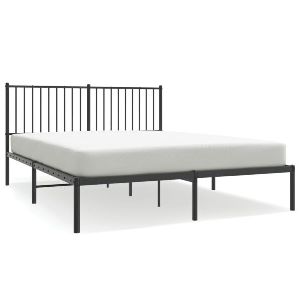 vidaXL Metal Bed Frame with Headboard Black 59.8"x78.7" - Image 2