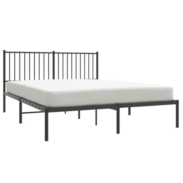 vidaXL Metal Bed Frame with Headboard Black 59.8"x78.7" - Image 3