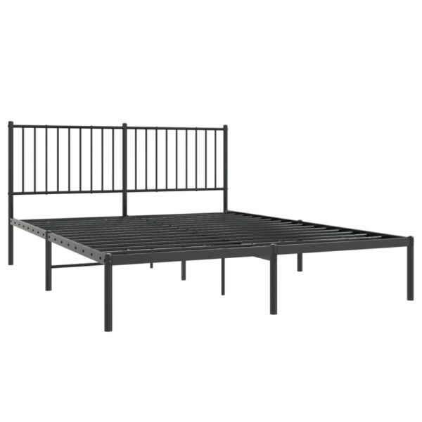 vidaXL Metal Bed Frame with Headboard Black 59.8"x78.7" - Image 4