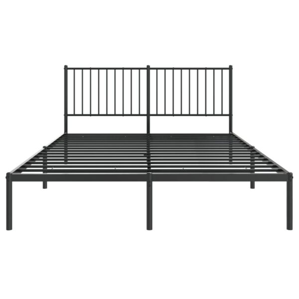 vidaXL Metal Bed Frame with Headboard Black 59.8"x78.7" - Image 5