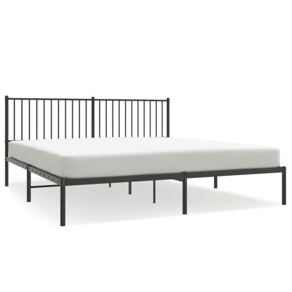 vidaXL Metal Bed Frame with Headboard Black 72"x83.9" California King - Image 2