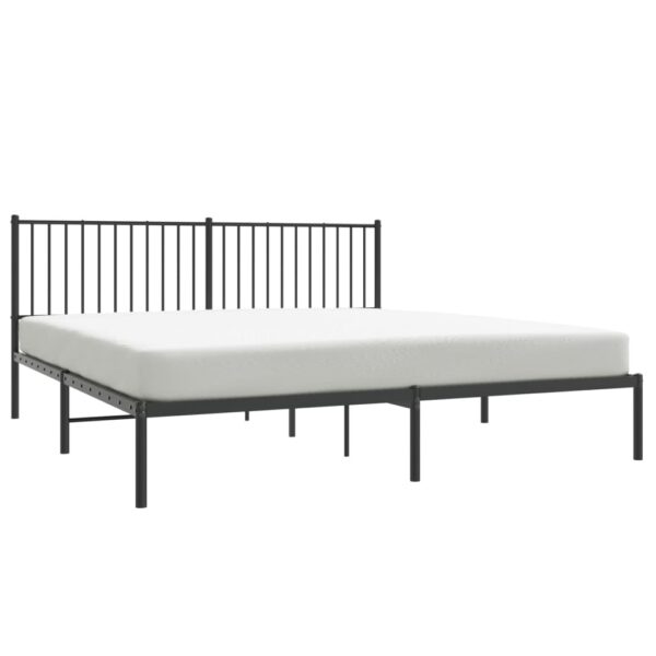 vidaXL Metal Bed Frame with Headboard Black 72"x83.9" California King - Image 3