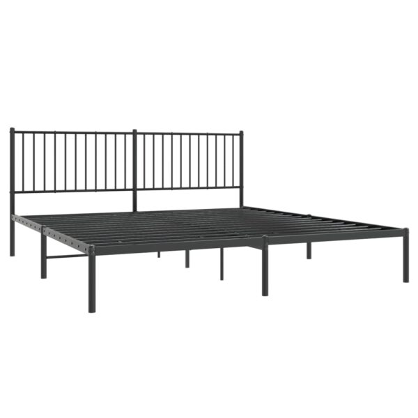 vidaXL Metal Bed Frame with Headboard Black 72"x83.9" California King - Image 4