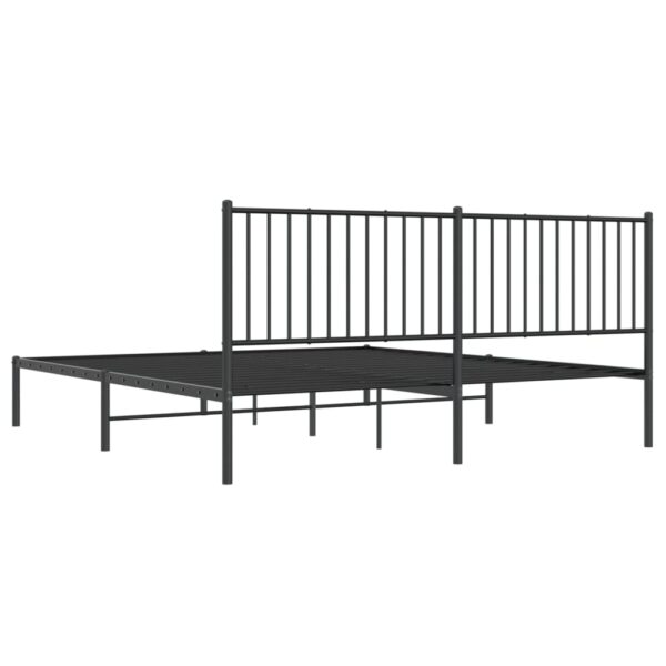 vidaXL Metal Bed Frame with Headboard Black 72"x83.9" California King - Image 7