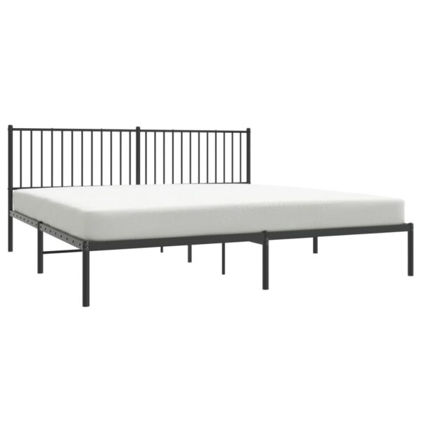 vidaXL Metal Bed Frame with Headboard Black 76"x79.9" King - Image 3