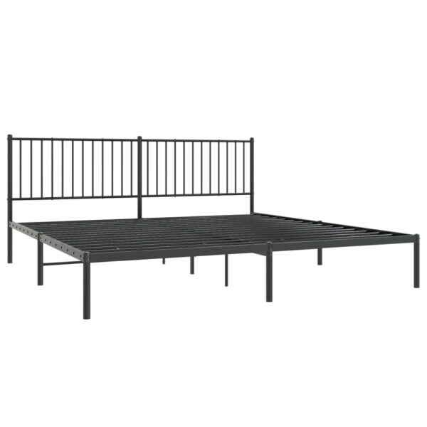 vidaXL Metal Bed Frame with Headboard Black 76"x79.9" King - Image 4