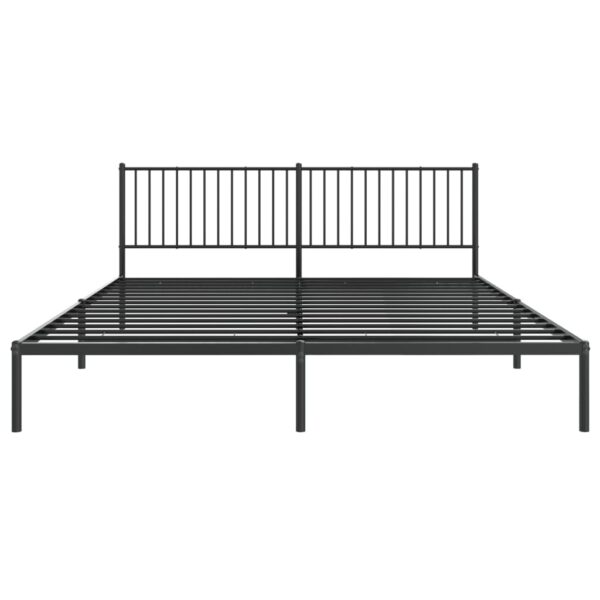 vidaXL Metal Bed Frame with Headboard Black 76"x79.9" King - Image 5