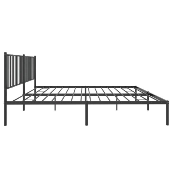 vidaXL Metal Bed Frame with Headboard Black 76"x79.9" King - Image 6