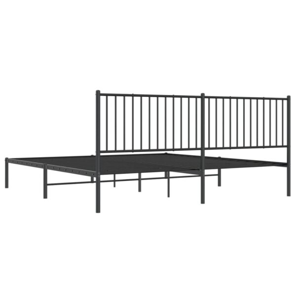 vidaXL Metal Bed Frame with Headboard Black 76"x79.9" King - Image 7