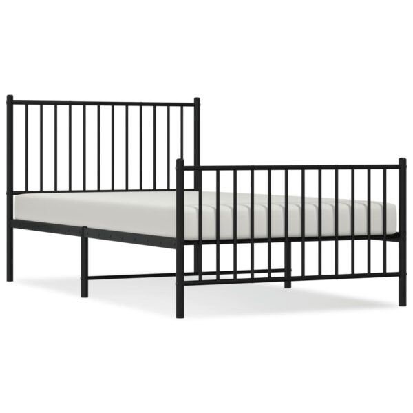 vidaXL Metal Bed Frame with Headboard and Footboard Black 39.4"x74.8" Twin - Image 2