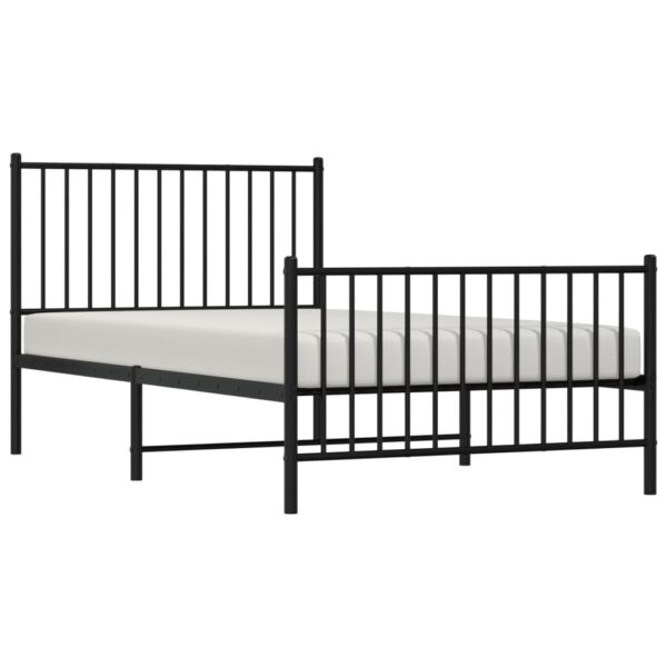 vidaXL Metal Bed Frame with Headboard and Footboard Black 39.4"x74.8" Twin - Image 3