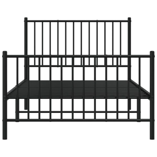 vidaXL Metal Bed Frame with Headboard and Footboard Black 39.4"x74.8" Twin - Image 5