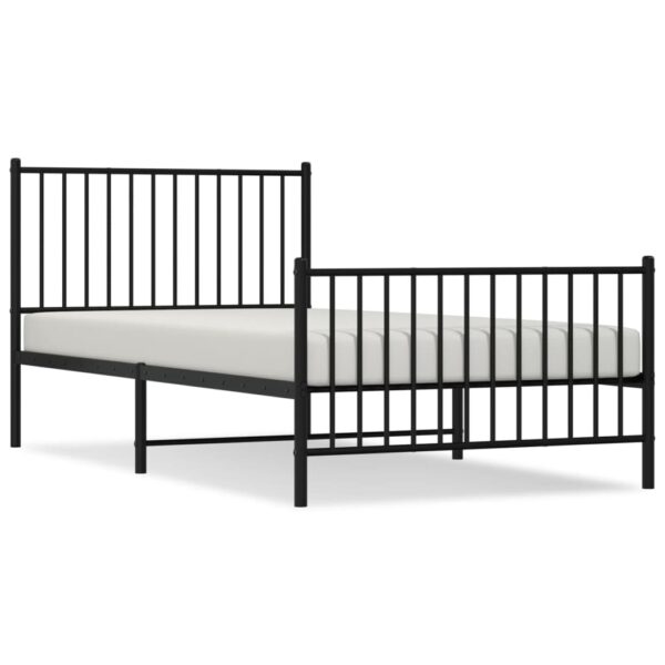 vidaXL Metal Bed Frame with Headboard and Footboard Black 39.4"x78.7" - Image 2