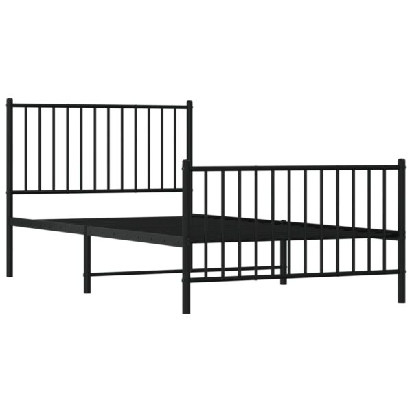 vidaXL Metal Bed Frame with Headboard and Footboard Black 39.4"x78.7" - Image 4