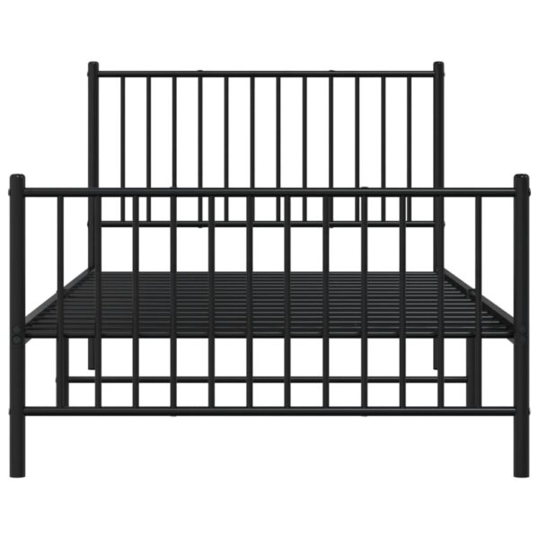 vidaXL Metal Bed Frame with Headboard and Footboard Black 39.4"x78.7" - Image 5