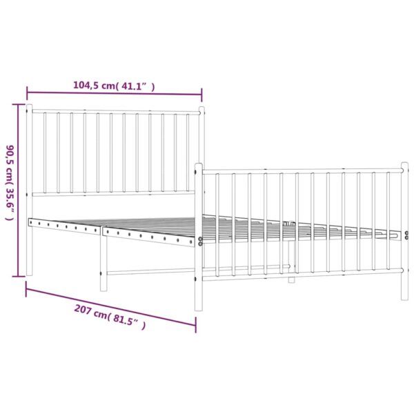 vidaXL Metal Bed Frame with Headboard and Footboard Black 39.4"x78.7" - Image 9