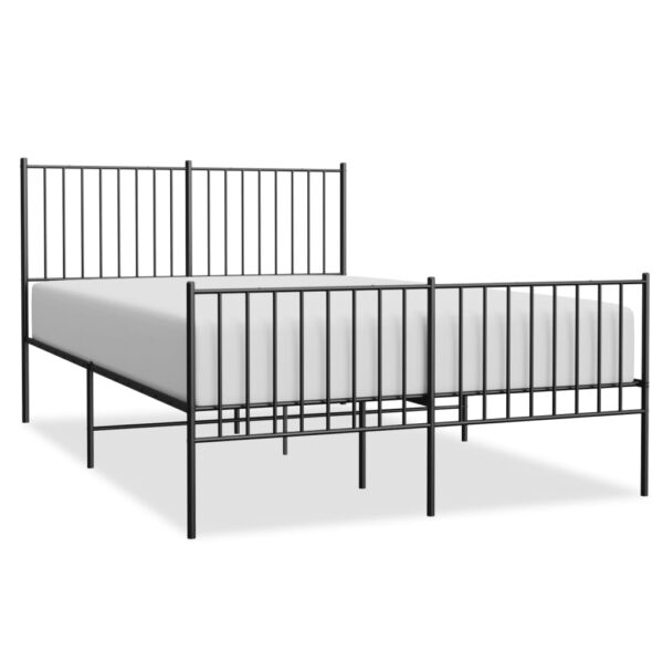 vidaXL Metal Bed Frame with Headboard and Footboard Black 53.9"x74.8" Full - Image 2