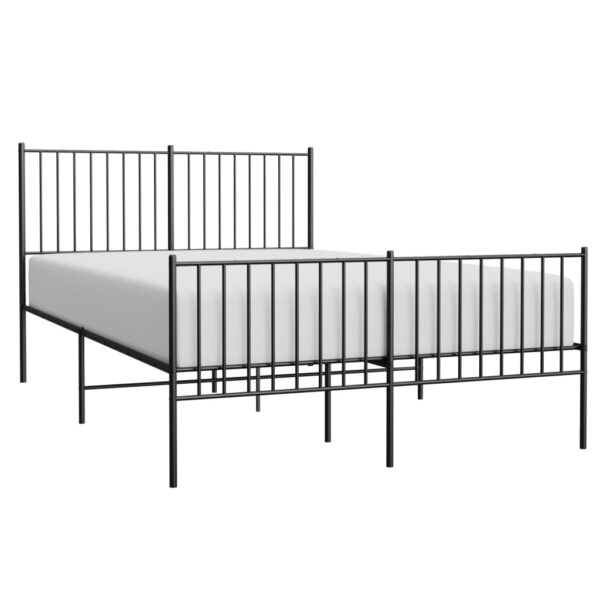 vidaXL Metal Bed Frame with Headboard and Footboard Black 53.9"x74.8" Full - Image 3