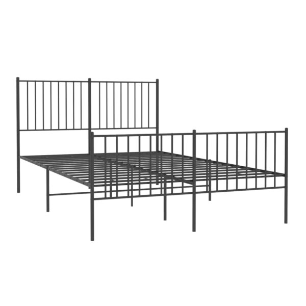 vidaXL Metal Bed Frame with Headboard and Footboard Black 53.9"x74.8" Full - Image 4