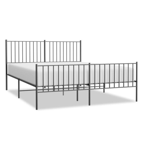 vidaXL Metal Bed Frame with Headboard and Footboard Black 59.8"x78.7" - Image 2