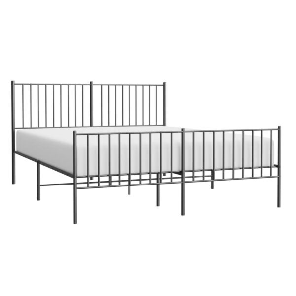 vidaXL Metal Bed Frame with Headboard and Footboard Black 59.8"x78.7" - Image 3