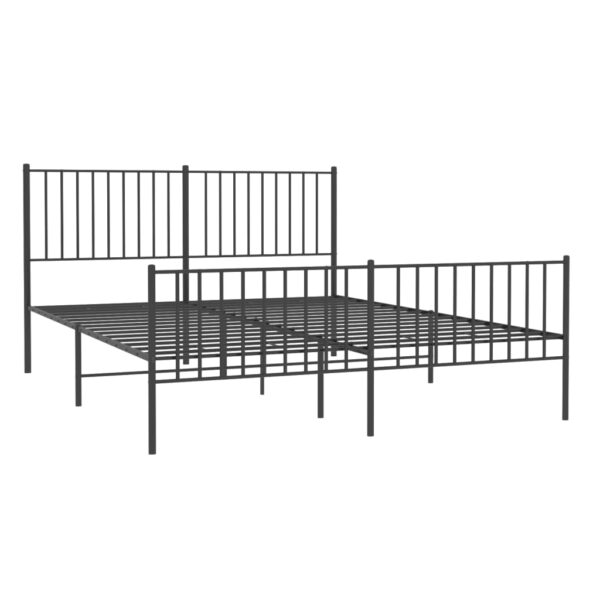 vidaXL Metal Bed Frame with Headboard and Footboard Black 59.8"x78.7" - Image 4