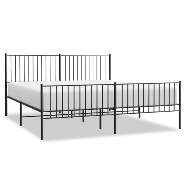 vidaXL Metal Bed Frame with Headboard&Footboard Black 72"x83.9" California King - Image 2