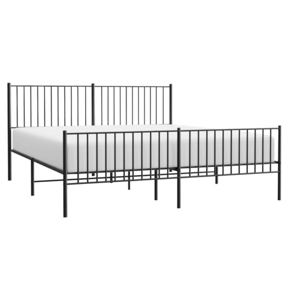 vidaXL Metal Bed Frame with Headboard&Footboard Black 72"x83.9" California King - Image 3