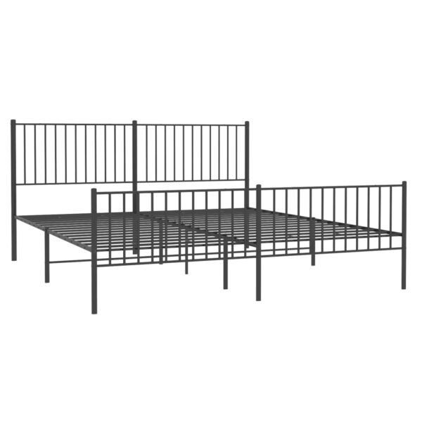 vidaXL Metal Bed Frame with Headboard&Footboard Black 72"x83.9" California King - Image 4