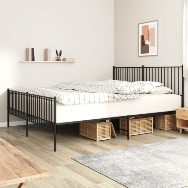 vidaXL Metal Bed Frame with Headboard&Footboard Black 72"x83.9" California King