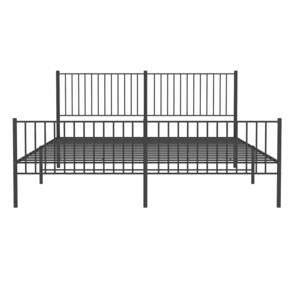 vidaXL Metal Bed Frame with Headboard and Footboard Black 76"x79.9" King - Image 5