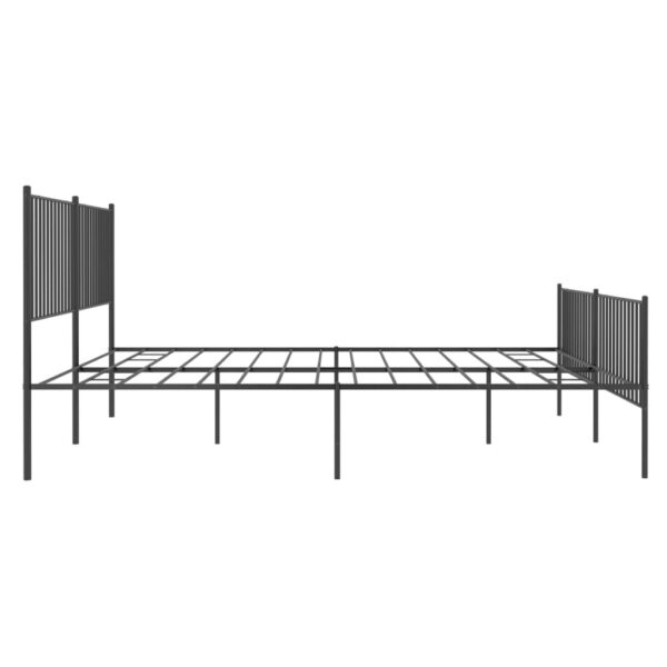 vidaXL Metal Bed Frame with Headboard and Footboard Black 76"x79.9" King - Image 6