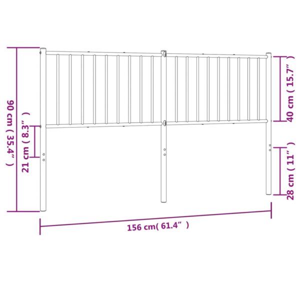 vidaXL Metal Headboard Black 59.1" - Image 7