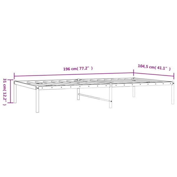 vidaXL Metal Bed Frame White 39.4"x74.8" Twin - Image 7