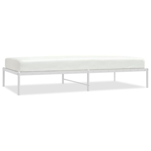 vidaXL Metal Bed Frame White 39.4"x78.7" - Image 2