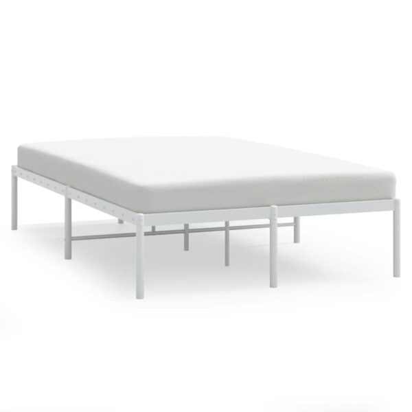 vidaXL Metal Bed Frame White 53.1"x74.8" - Image 2