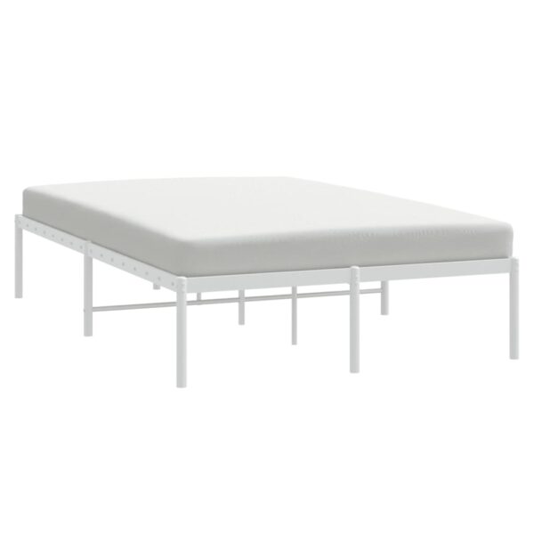 vidaXL Metal Bed Frame White 53.1"x74.8" - Image 3