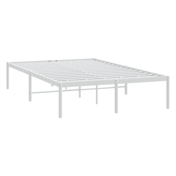 vidaXL Metal Bed Frame White 53.1"x74.8" - Image 4