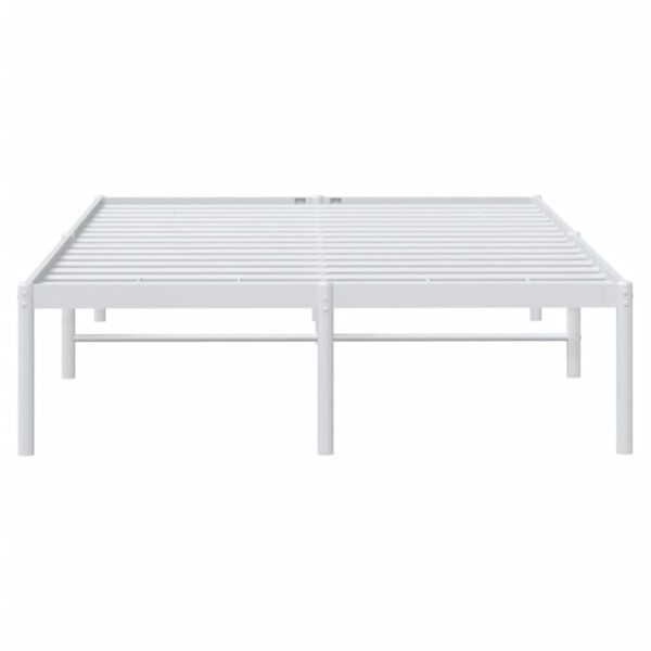 vidaXL Metal Bed Frame White 53.1"x74.8" - Image 5