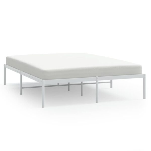 vidaXL Metal Bed Frame White 59.1"x78.7" - Image 2