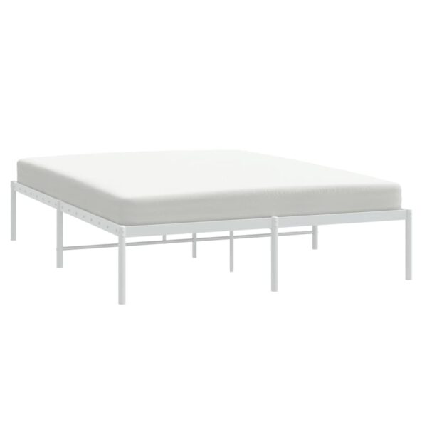 vidaXL Metal Bed Frame White 59.1"x78.7" - Image 3