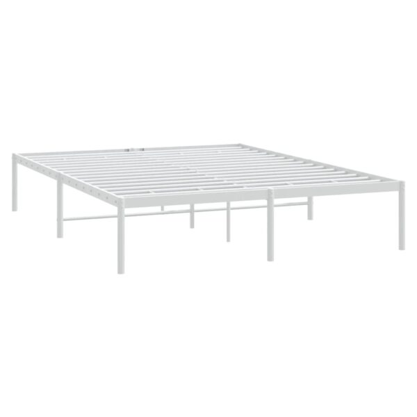 vidaXL Metal Bed Frame White 59.1"x78.7" - Image 4