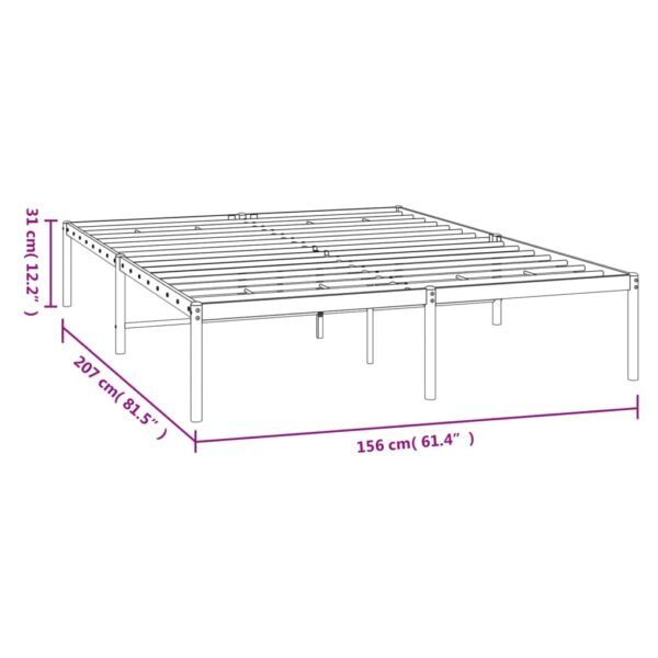 vidaXL Metal Bed Frame White 59.1"x78.7" - Image 8