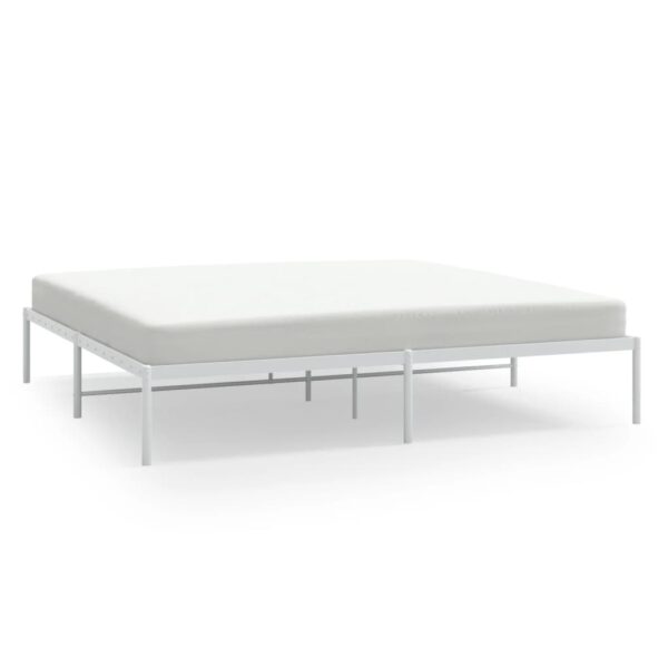 vidaXL Metal Bed Frame White 72"x83.9" California King - Image 2